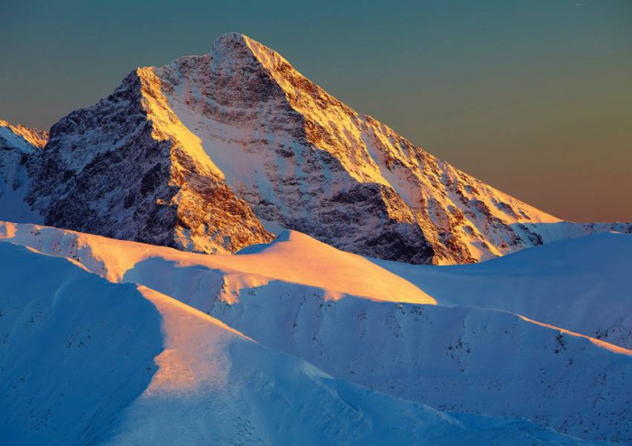 Krywań o zachodzie słońca, widok z Kopy Kondrackiej, Tatry Zachodnie